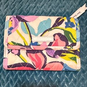Vera Bradley Multicolor Floral Quilted Wallet in Pink, Blue & Yellow